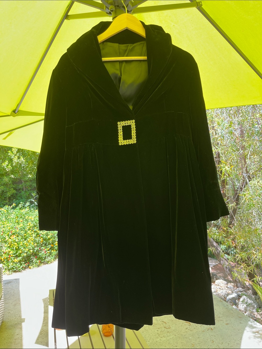 Neiman Marcus Black Velvet Swing Jacket with Diamond Buckle